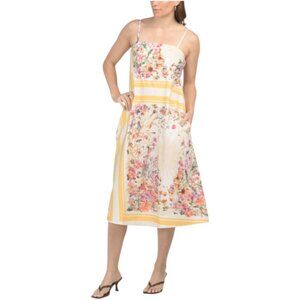 BELLAMBRA Made In Italy Sleeveless Striped Floral Midi Dress